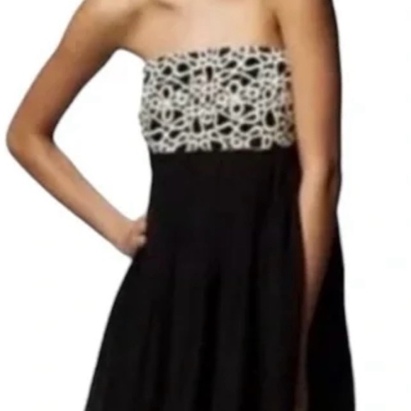 NWT!  Silk Lilly Pulitzer Black and Gold Mini Pleated Strapless Dress - Picture 2 of 7